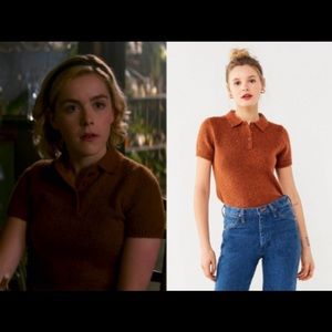 Urban Outfitters Fuzzy Shrunken Cropped Polo S